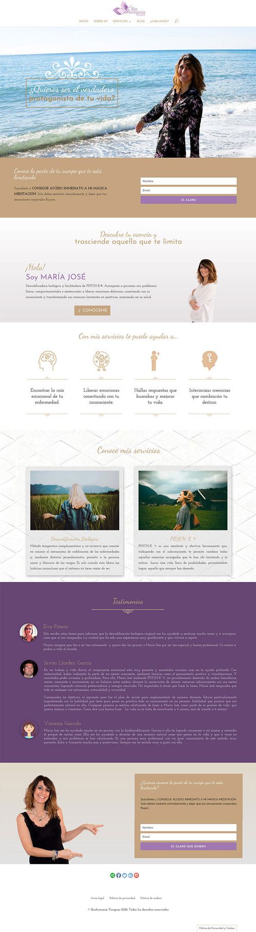 Diseño web para Bioarmonía Terapias - https://bioarmoniaterapias.com