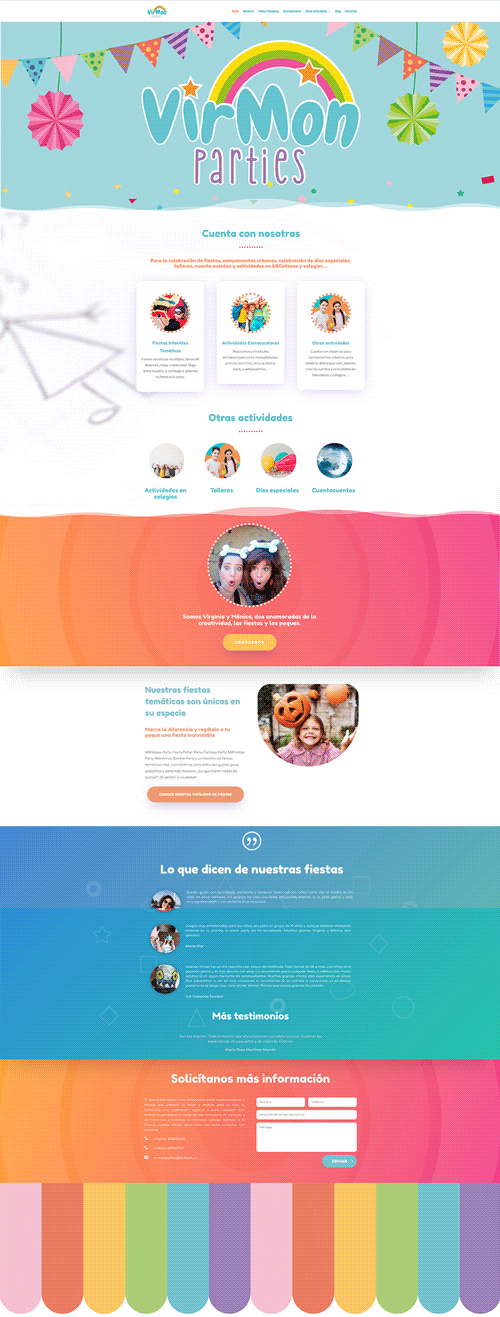 Diseño de página web corporativa de Virmon Parties - https://virmonparties.com