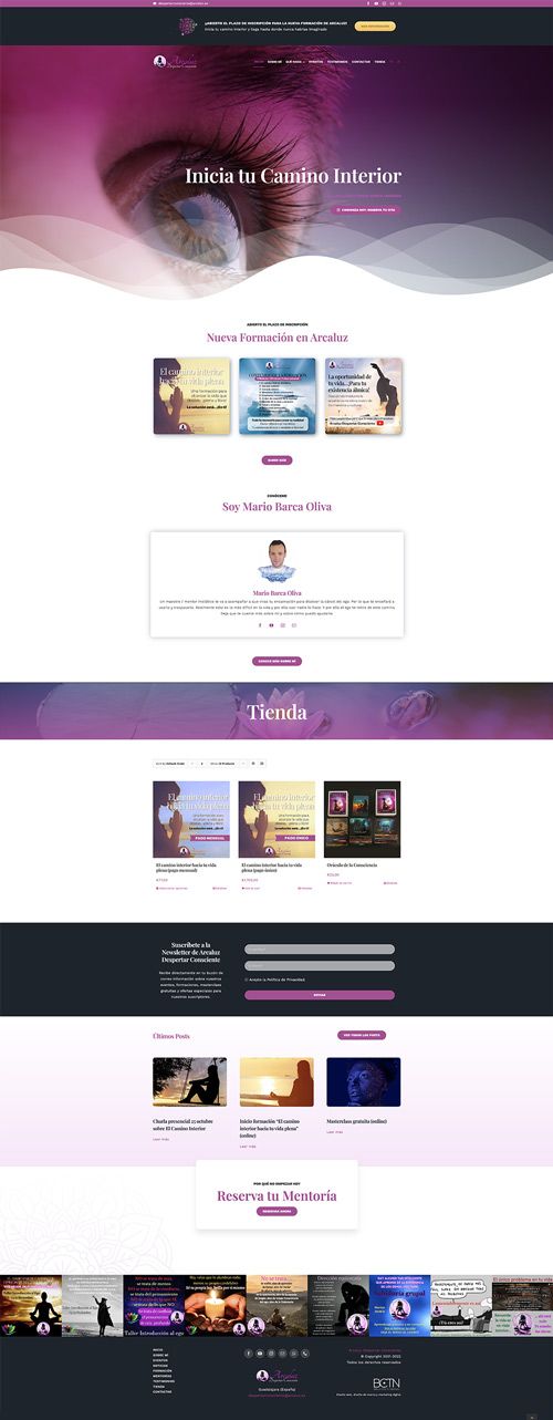 Diseño de página web y diseño de escuela online para Arcaluz Despertar Consciente - https://arcaluz.es