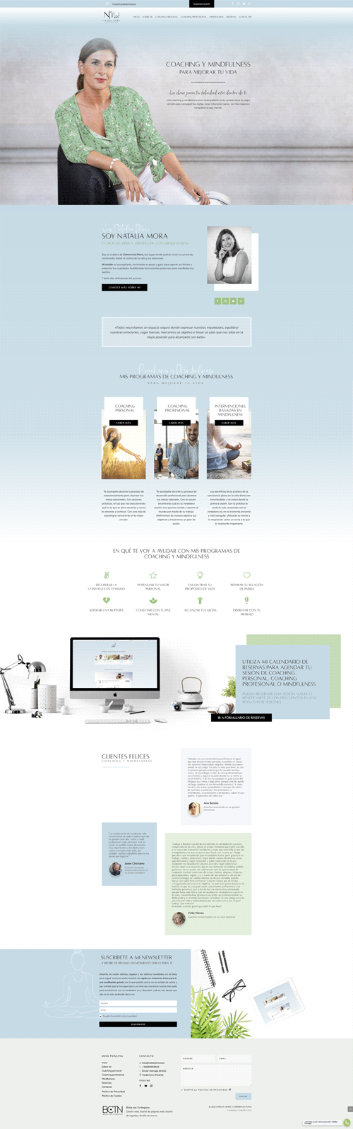Diseño de página web para Natalia Mora - Coaching y Mindfulness - https://nataliamora.es